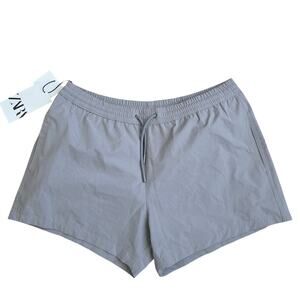 Zara Short Length Gray Drawstring Lined Swimming Shorts Men Sz L NWT
